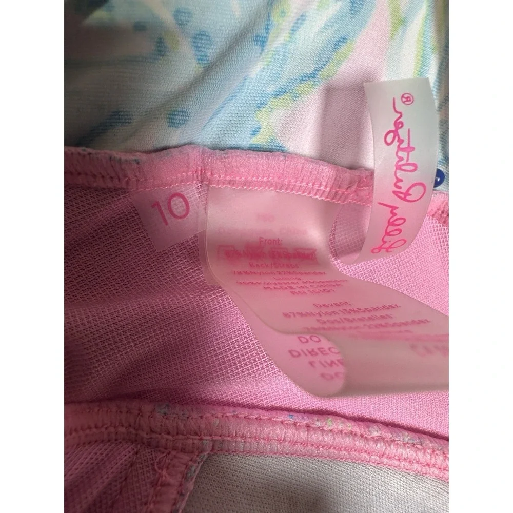 Lilly Pulitzer Womens Swim Tankini Top Size 10 Pink Blue Floral Ruched Cups
